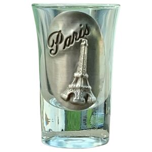 Paris France Shot Glass Metal Detail French Eiffel Tower Souvenir ARC